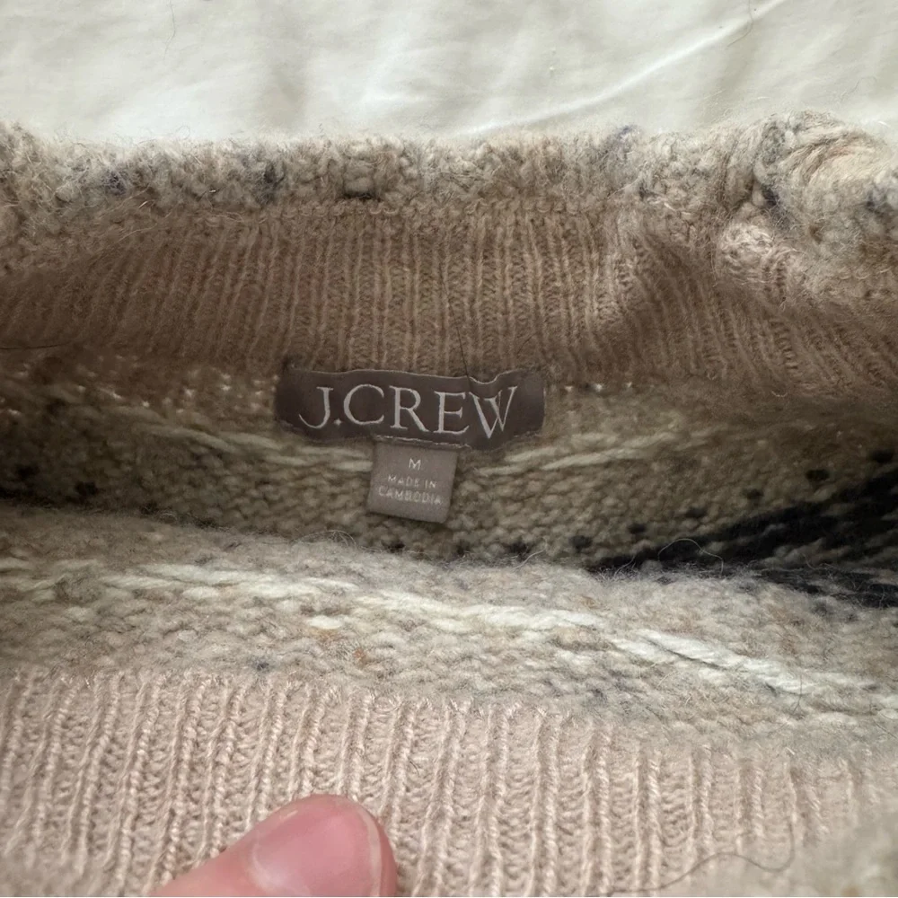 JCrew Fair Isle Tan Sweater Size M